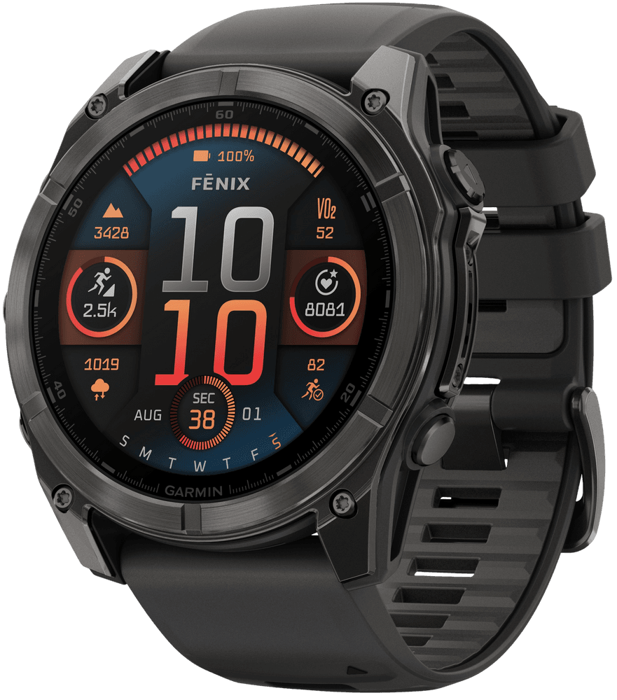 Fenix 8 51mm AMOLED Sapphire Carbon Gray DLC Titanium with Black Pebble Gray Silicone, view: 0