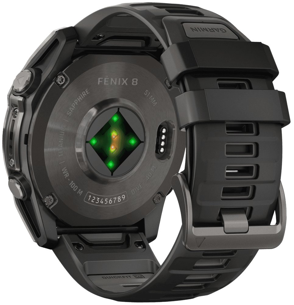 Fenix 8 51mm AMOLED Sapphire Carbon Gray DLC Titanium with Black Pebble Gray Silicone, view: 7