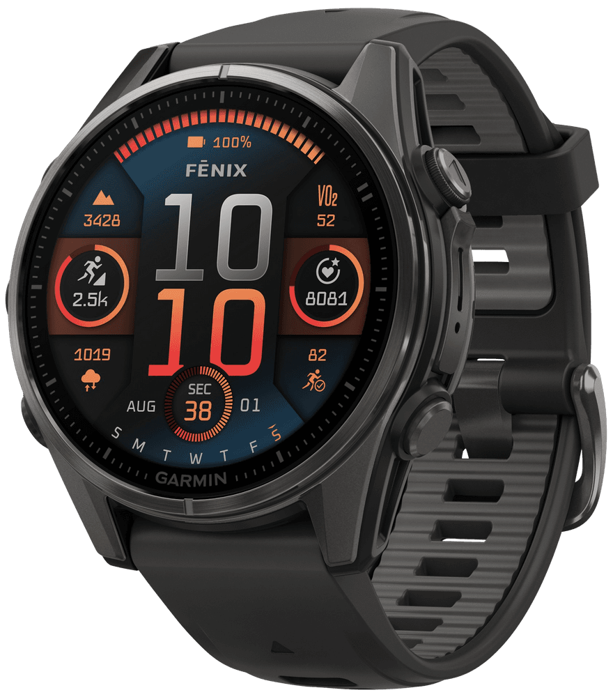 Fenix 8 43mm AMOLED Sapphire Carbon Gray DLC Titanium with Black Pebble Gray Silicone, view: 0