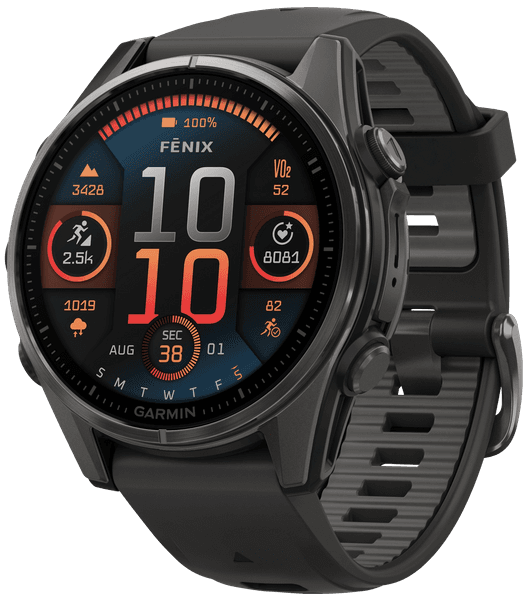 Fenix 8 43mm AMOLED Sapphire Carbon Gray DLC Titanium with Black Pebble Gray Silicone, view: 0