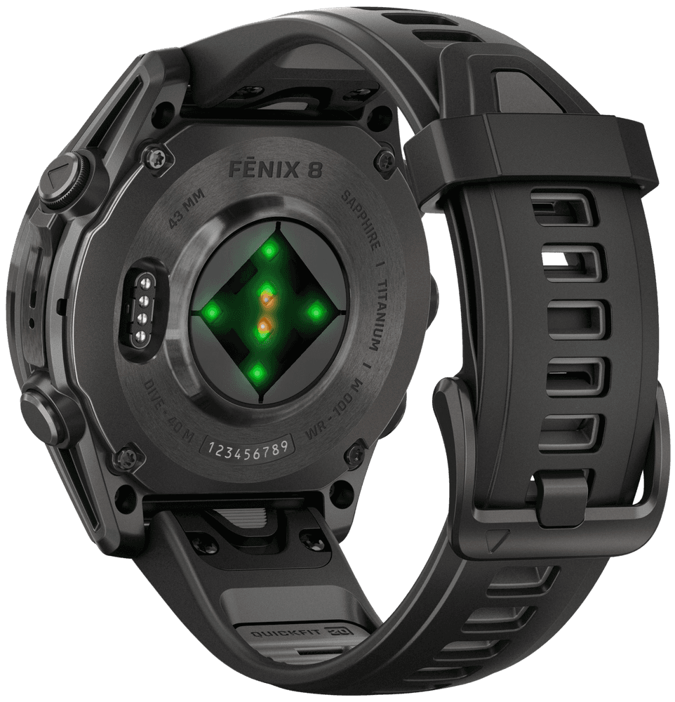 Fenix 8 43mm AMOLED Sapphire Carbon Gray DLC Titanium with Black Pebble Gray Silicone, view: 7