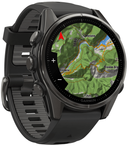 Fenix 8 43mm AMOLED Sapphire Carbon Gray DLC Titanium with Black Pebble Gray Silicone, view: 4