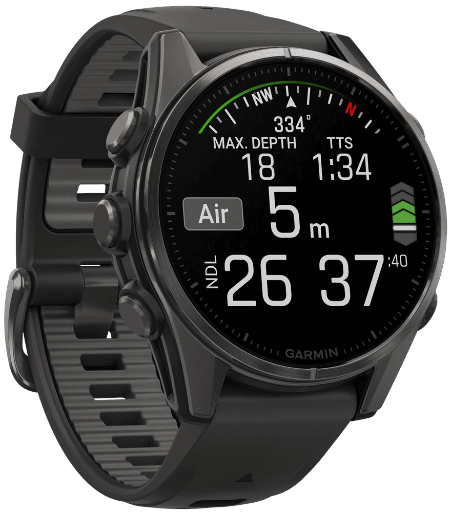 Fenix 8 43mm AMOLED Sapphire Carbon Gray DLC Titanium with Black Pebble Gray Silicone, view: 5