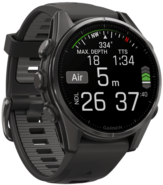 Fenix 8 43mm AMOLED Sapphire Carbon Gray DLC Titanium with Black Pebble Gray Silicone, view: 5