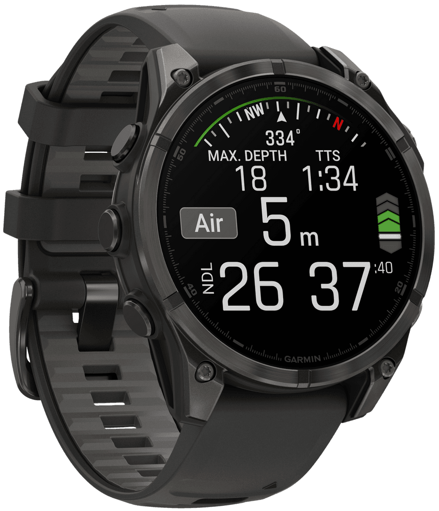 Fenix 8 47mm AMOLED Sapphire Carbon Gray DLC Titanium with Black Pebble Gray Silicone, view: 5
