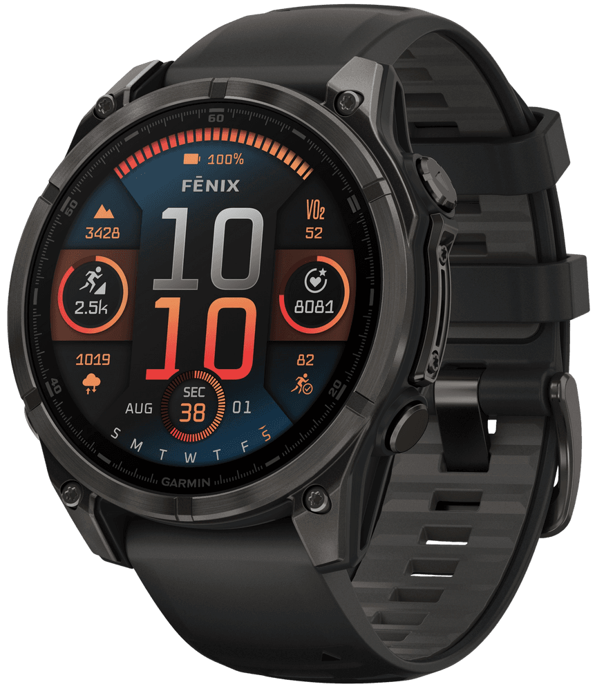 Fenix 8 47mm AMOLED Sapphire Carbon Gray DLC Titanium with Black Pebble Gray Silicone, view: 0