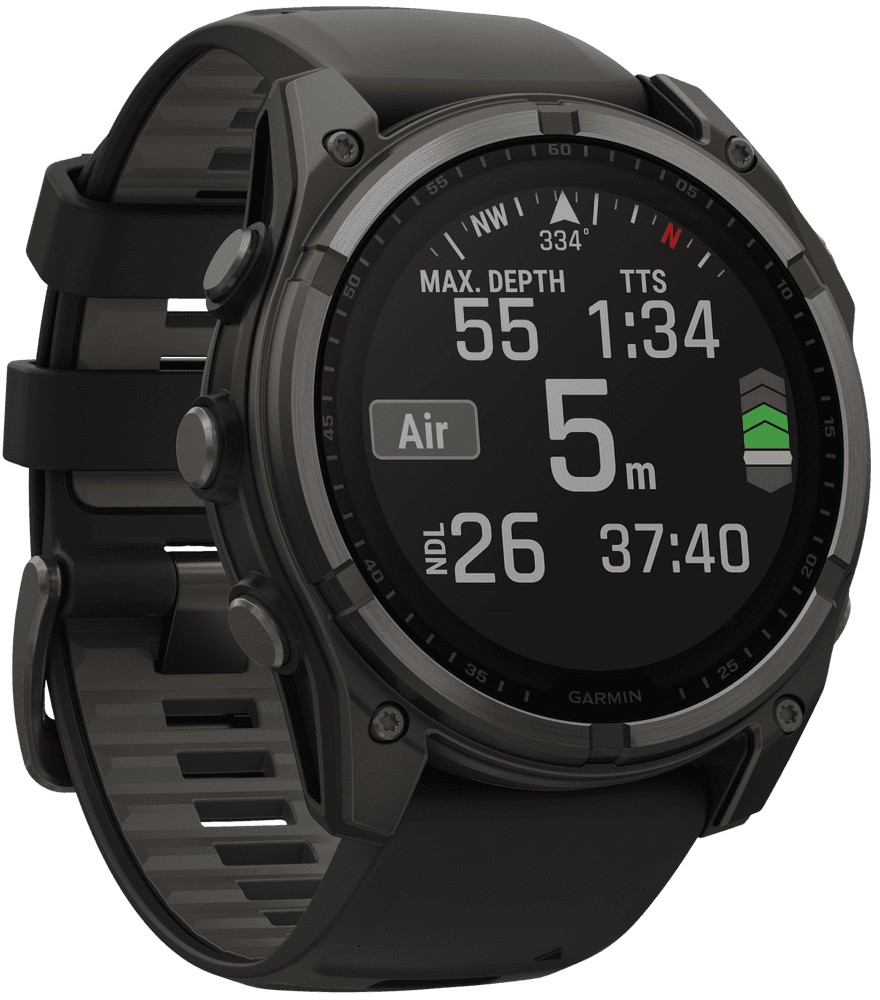 Fenix 8 51mm Sapphire Solar Carbon Gray DLC Titanium with Black Pebble Gray Silicone, view: 5