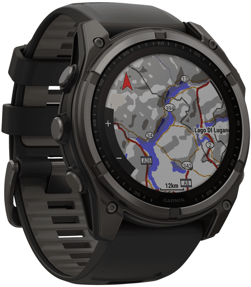 Fenix 8 51mm Sapphire Solar Carbon Gray DLC Titanium with Black Pebble Gray Silicone, view: 4
