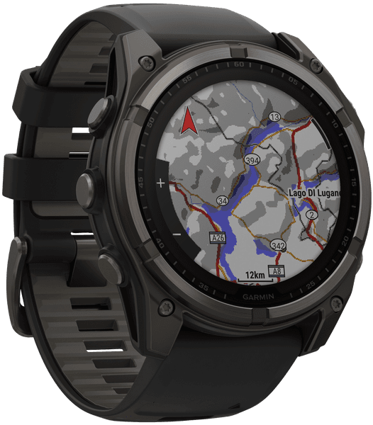 Fenix 8 51mm Sapphire Solar Carbon Gray DLC Titanium with Black Pebble Gray Silicone, view: 4