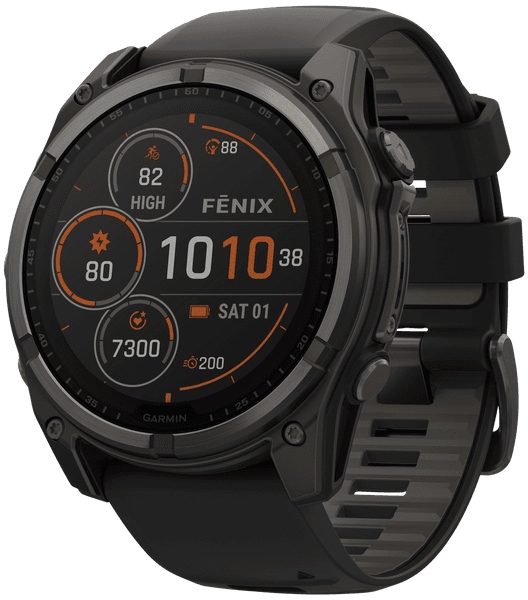 Fenix 8 51mm Sapphire Solar Carbon Gray DLC Titanium with Black Pebble Gray Silicone, view: 0
