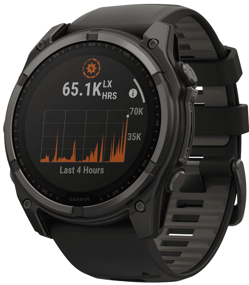 Fenix 8 51mm Sapphire Solar Carbon Gray DLC Titanium with Black Pebble Gray Silicone, view: 1