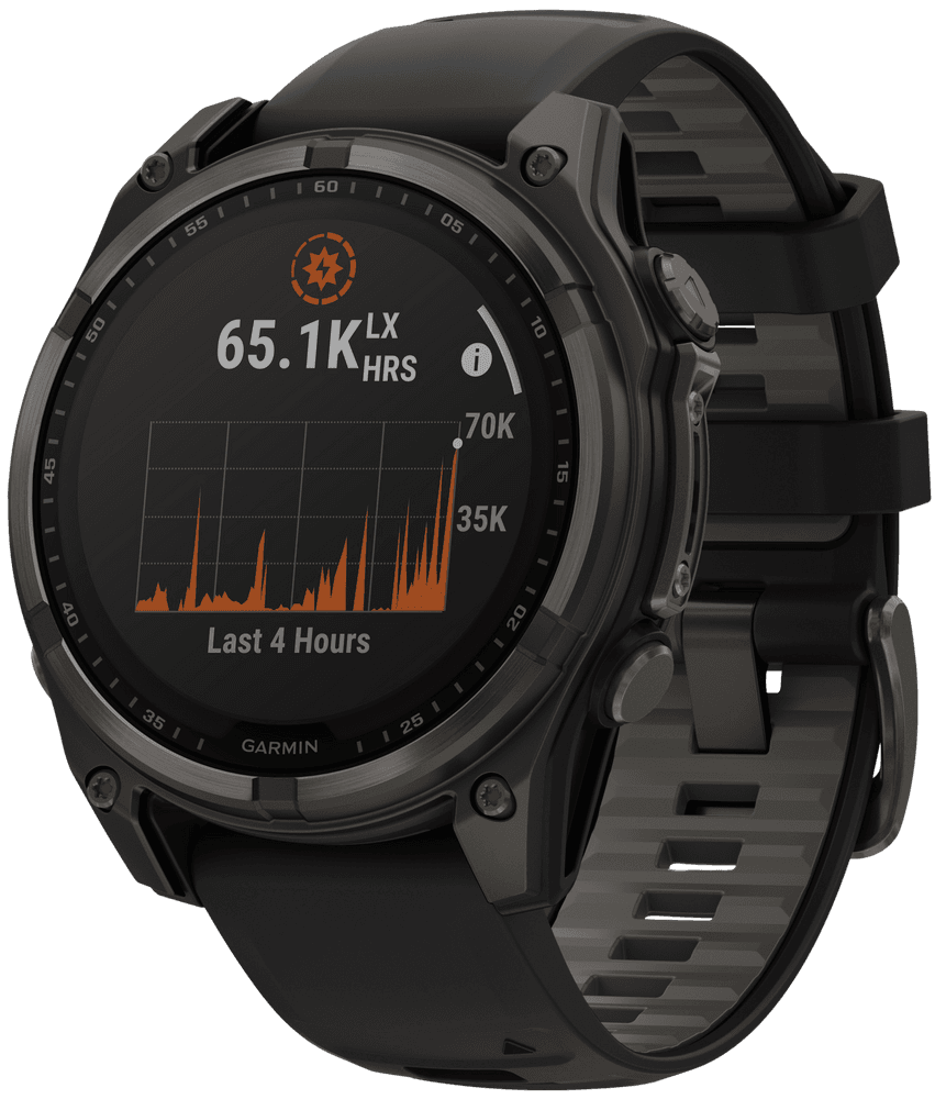 Fenix 8 47mm Sapphire Solar Carbon Gray DLC Titanium with Black Pebble Gray Silicone, view: 1