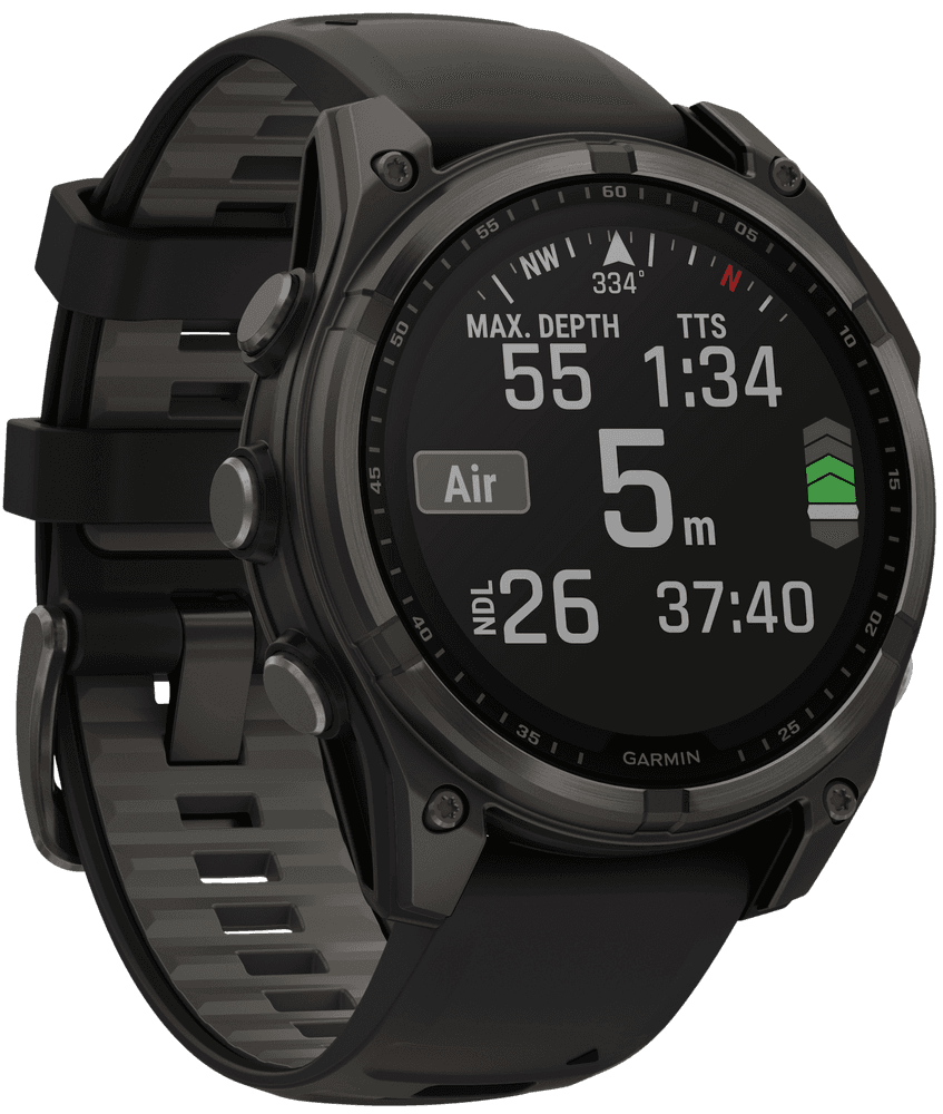 Fenix 8 47mm Sapphire Solar Carbon Gray DLC Titanium with Black Pebble Gray Silicone, view: 5