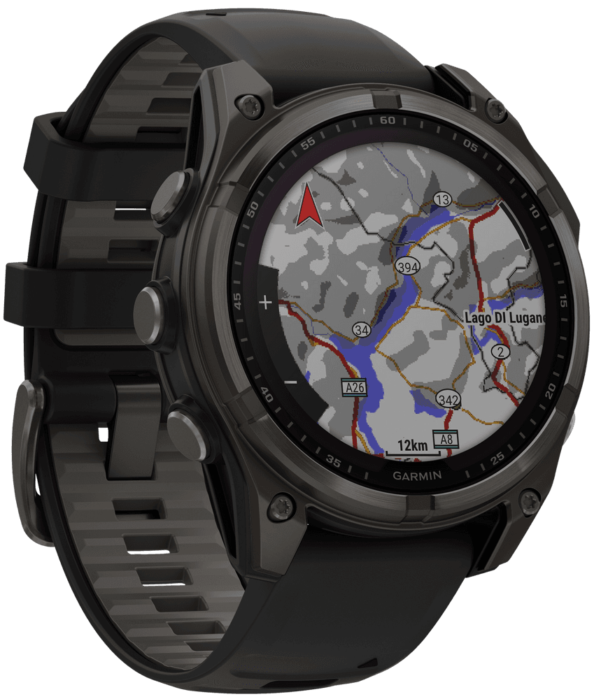 Fenix 8 47mm Sapphire Solar Carbon Gray DLC Titanium with Black Pebble Gray Silicone, view: 4