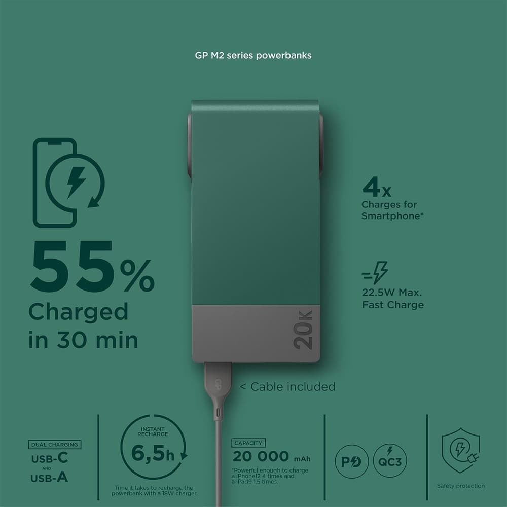 GP Powerbank M2 20000 mAh Green, view: 7