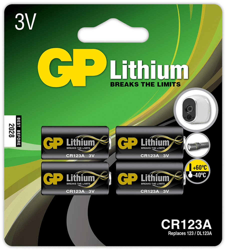 GP Lithiumbatteri CR 123A, 4-pack, view: 1