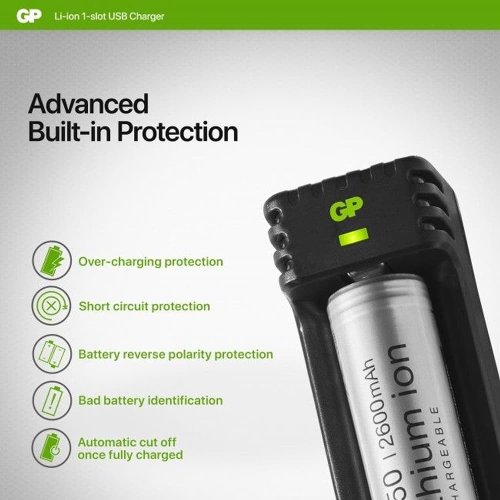 GP 1-Slot Li-Ion Charger + 1X18650, view: 5