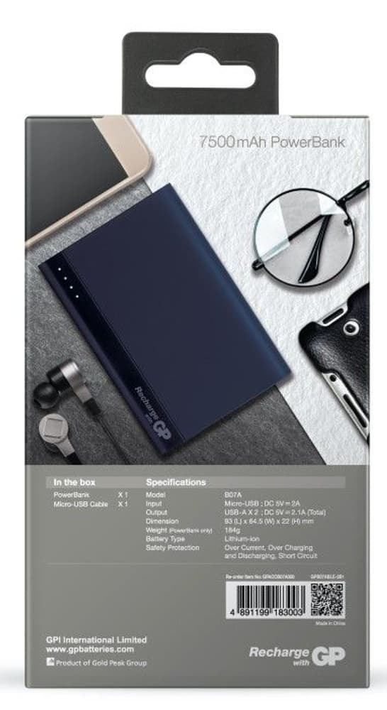 GP PowerBank DIEM 7500 mAh B07A Mercury, view: 1