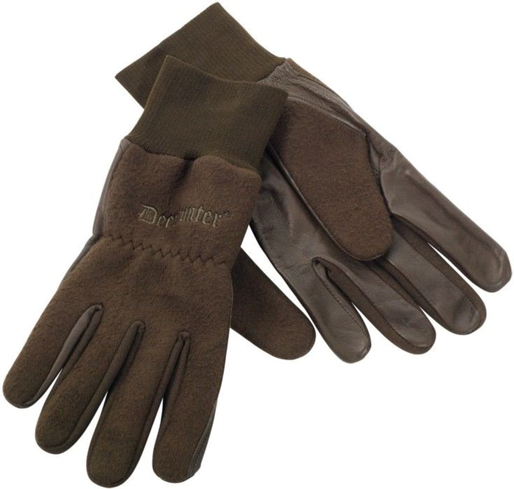 Fleece Gloves w Leather Art Green, view: 0