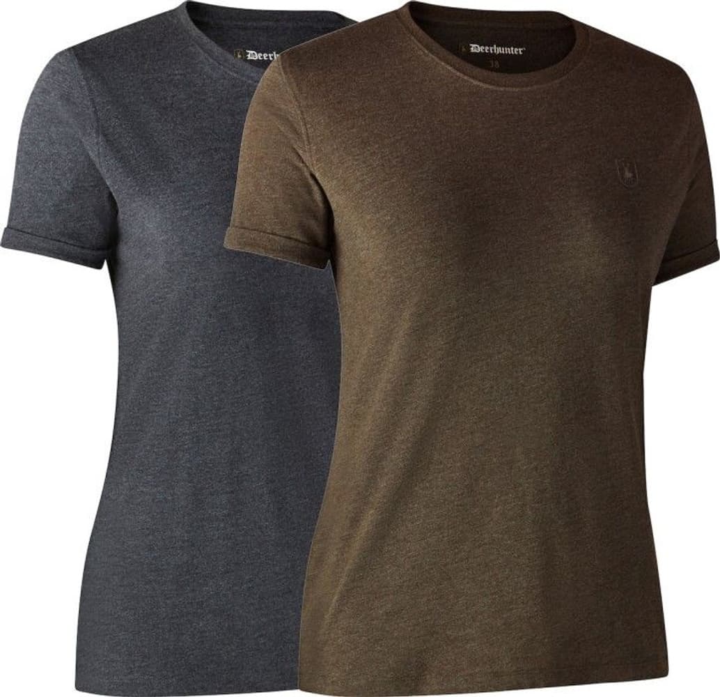 Ladies Basic 2-pack T-shirt Brown Leaf Melange, view: 0