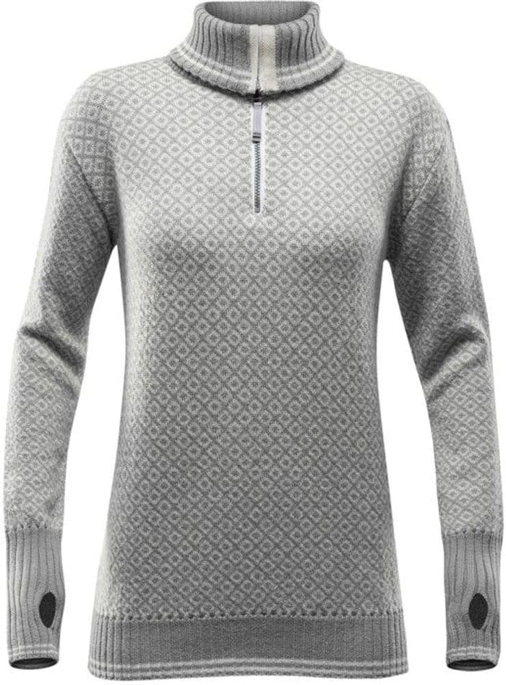 Slogen Woman Zip Neck Grey Melange/Offwhite, view: 0