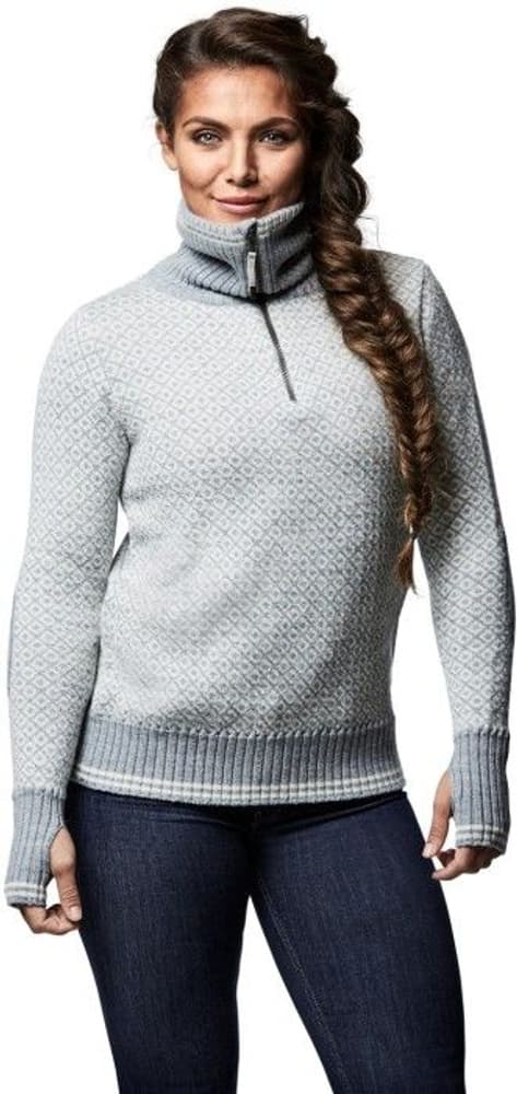 Slogen Woman Zip Neck Grey Melange/Offwhite, view: 2