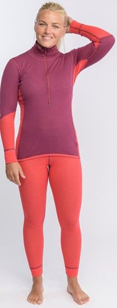 W's Wool Mesh Long Johns Beetroot/Poppy, view: 2