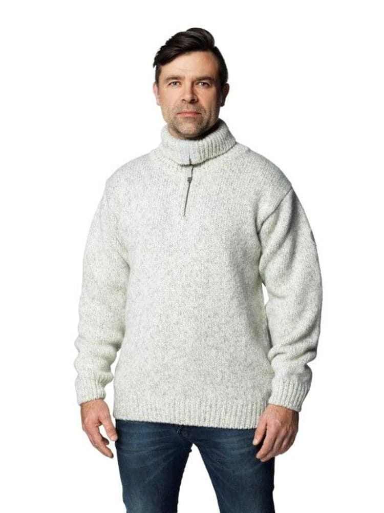 Nansen Sweater Zip Neck Grey Melange, view: 2