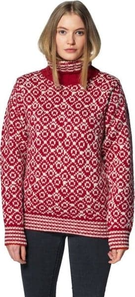 Svalbard Sweater High Neck Hindberry/Off White, view: 1