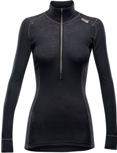 Wool Mesh Woman Half Zip Neck Black, view: 0