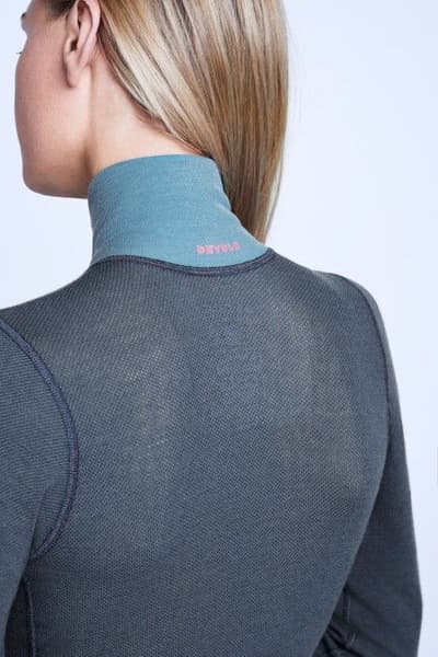 Wool Mesh Woman Half Zip Neck Black, view: 2