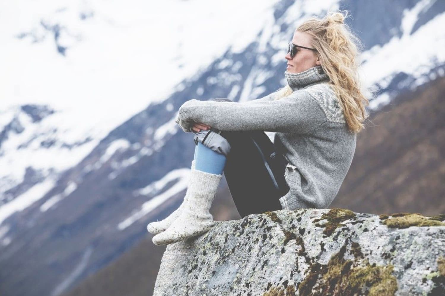 Ona Round Sweater Woman Merino Grey Melange, view: 2