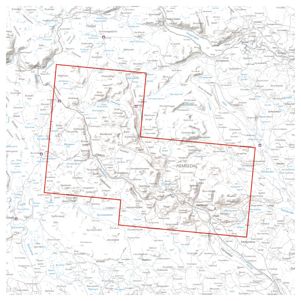 Høyfjellskart Hemsedal 1:25 000, view: 1