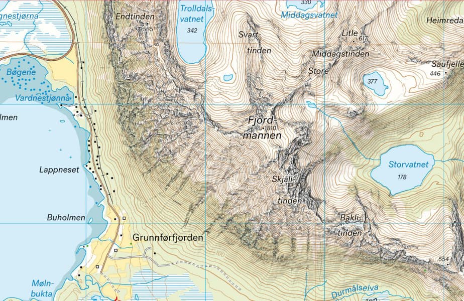 Høyfjellskart Preikestolen 1:20 000, view: 2