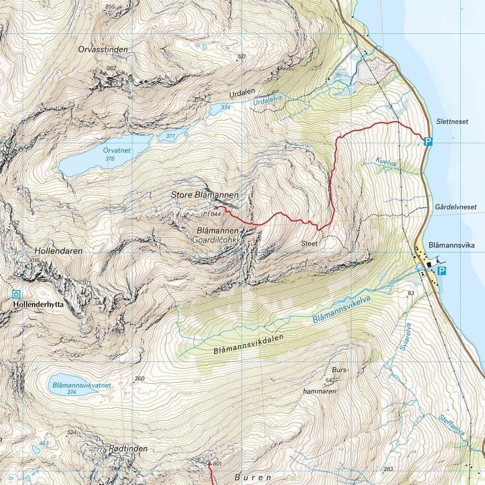 Høyfjellskart Tromsø: Kvaløya 1:25 000, view: 2