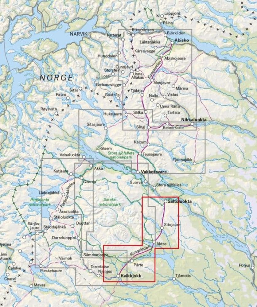 Fjällkarta Saltoluokta - Kvikkjokk 1:50 000, view: 1
