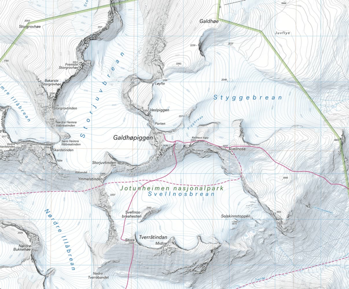 Høyfjellskart Jotunheimen: Högruta 1:20 000, view: 2