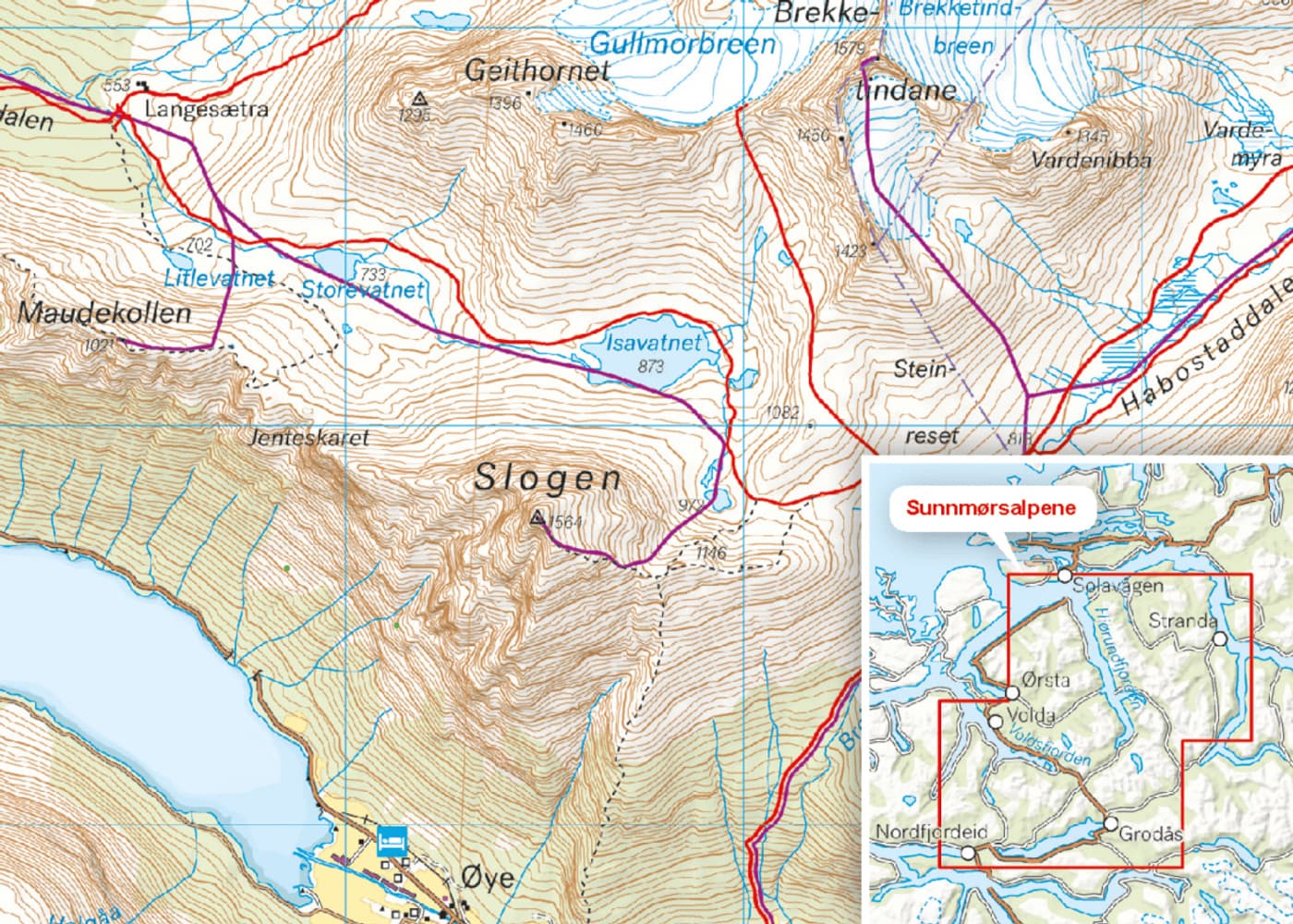 Tur- og toppturskart: Sunnmørsalpene 1:50 000, view: 1