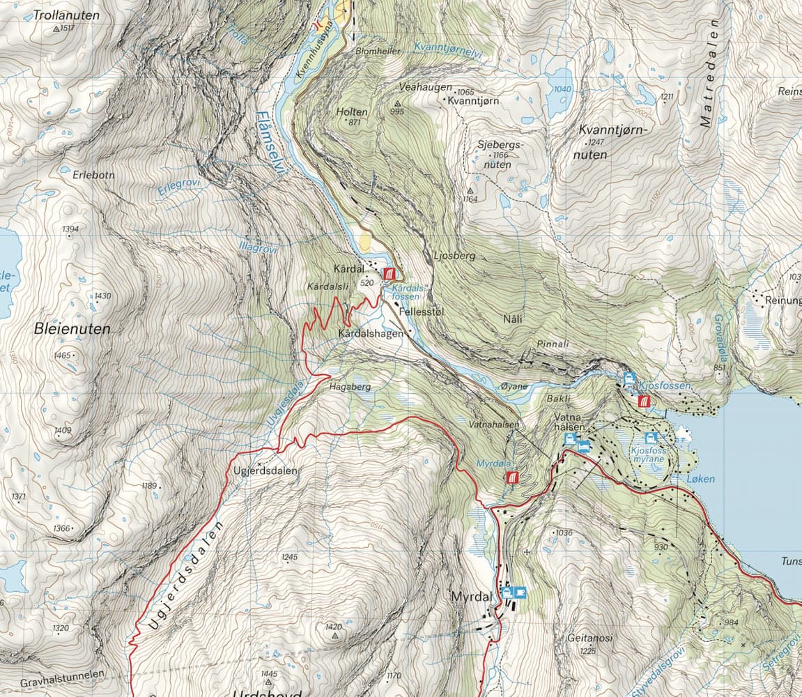 Høyfjellskart Mjølfjell & Flåmsdalen 1:25.000, view: 2