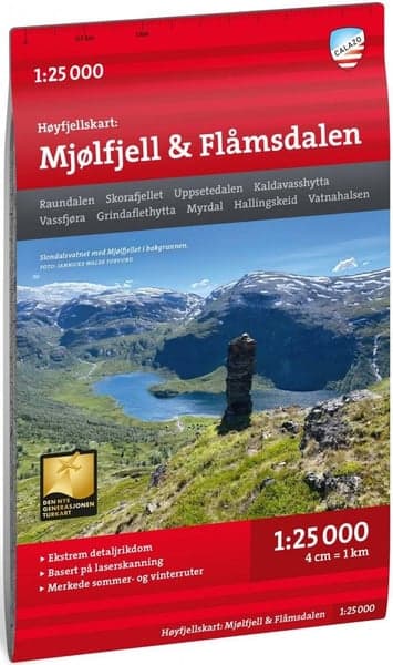 Høyfjellskart Mjølfjell & Flåmsdalen 1:25.000, view: 0