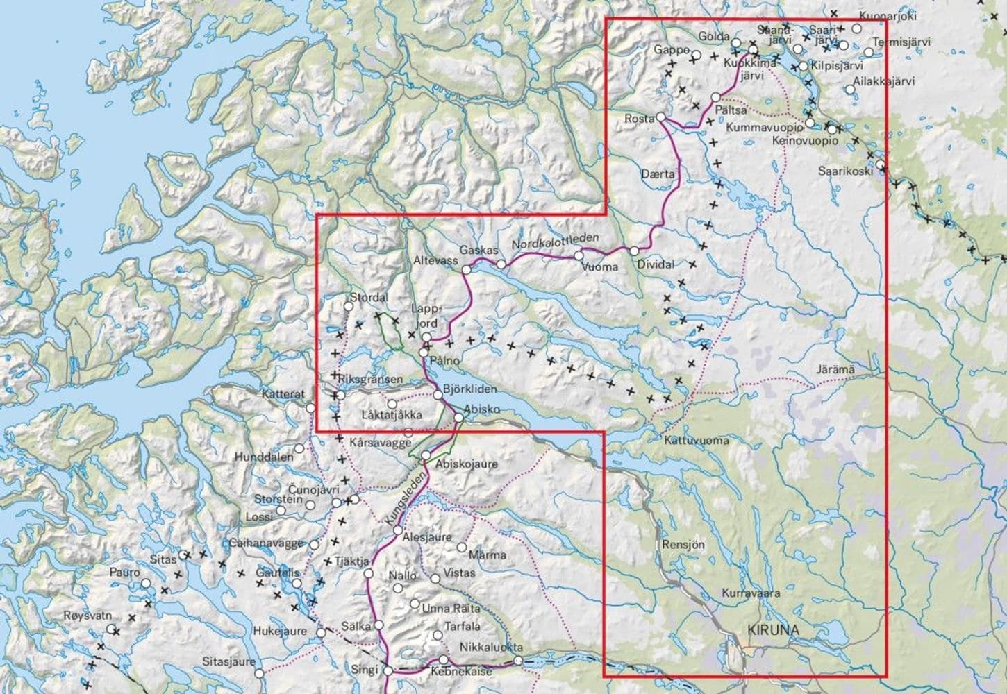 Fjällkarta Treriksröset, Abisko & Kiruna 1:100 000, view: 1