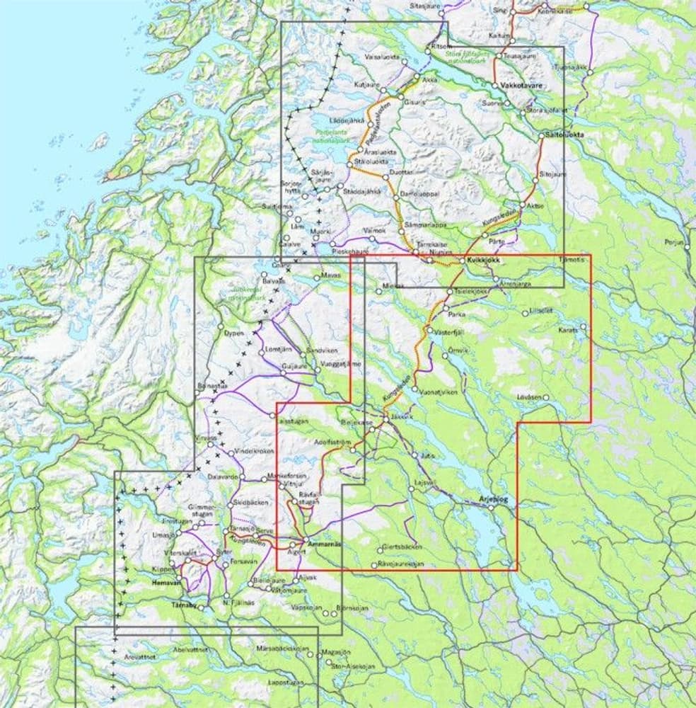Fjällkarta Kvikkjokk, Ammarnäs & Arjeplog 1:100 000, view: 1