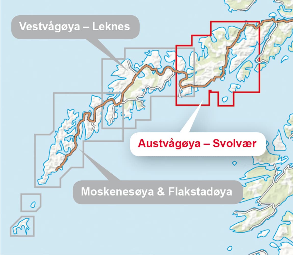 Høyfjellskart Lofoten: Vestvågøya - Leknes 1:30 000, view: 1