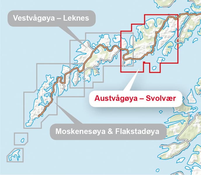 Høyfjellskart Lofoten: Vestvågøya - Leknes 1:30 000, view: 1