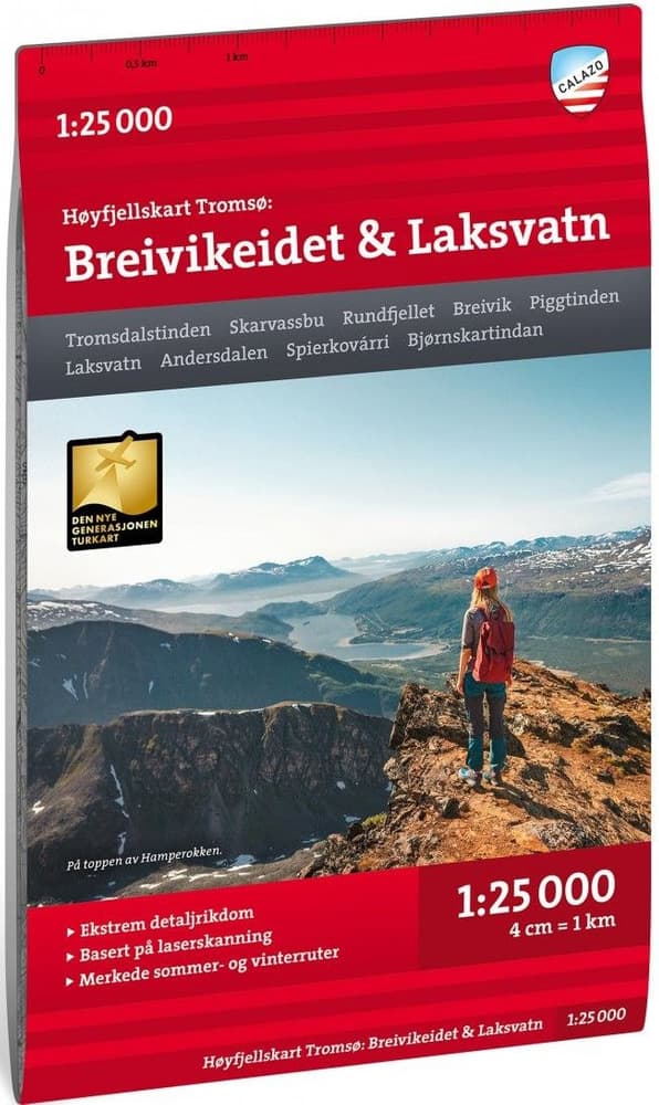 Høyfjellskart Tromsø: Breivikeidet Laksvatn 1:25 000, view: 0
