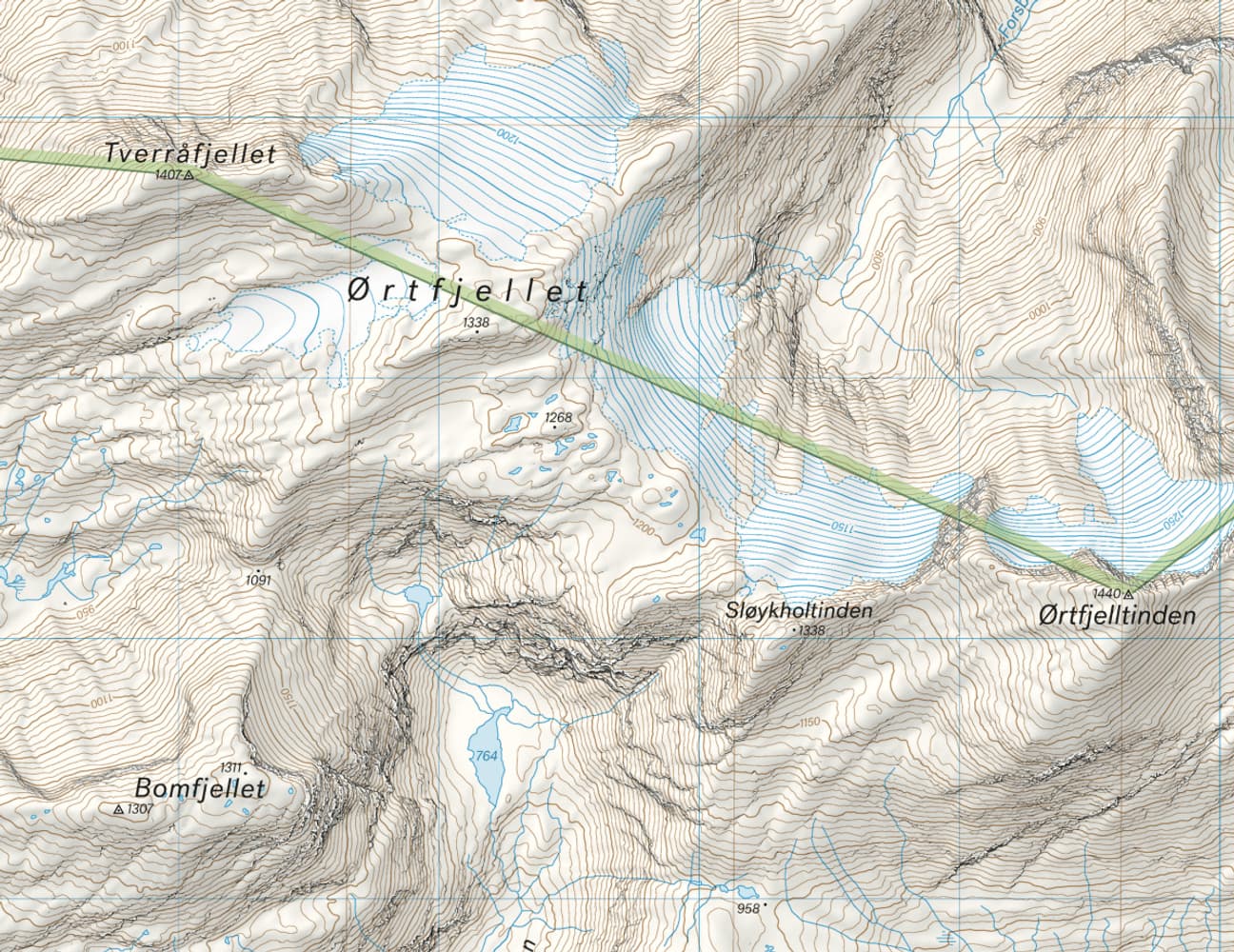 Høyfjellskart Røvassdalen & Dunderlandsdalen 1:25.000, view: 2