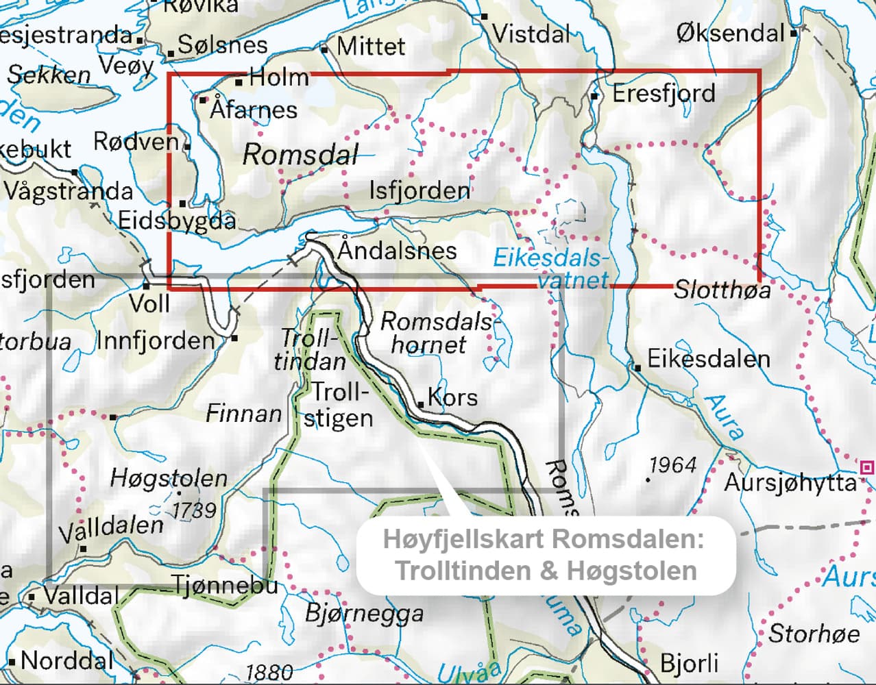 Høyfjellskart Romsdalen: Isfjorden & Eikesdalen 1:25 000, view: 4