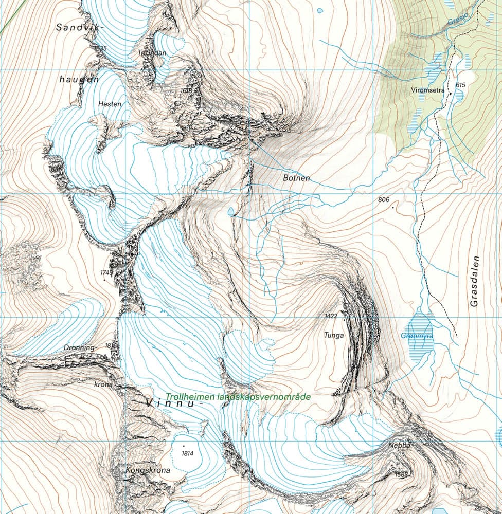 Høyfjellskart Trollheimen: Sunndal & Innerdalen 1:25 000, view: 1