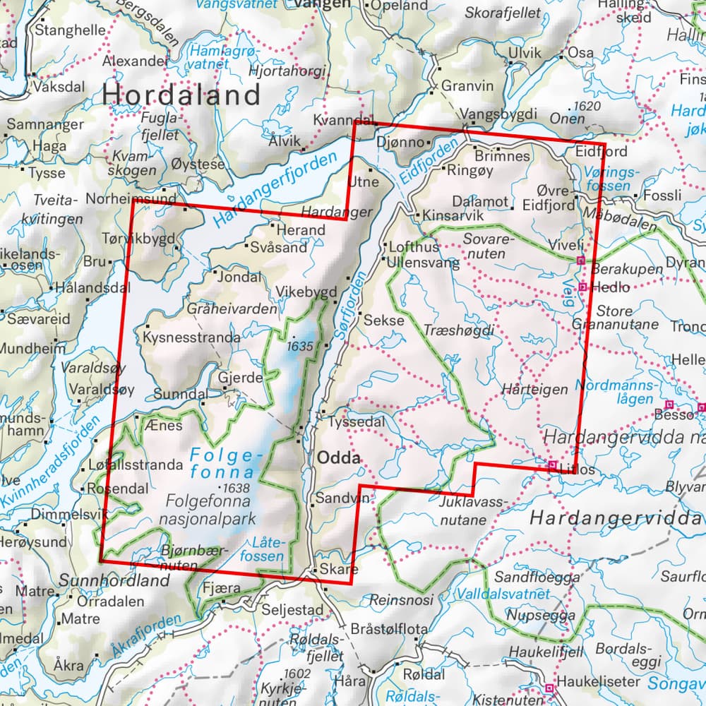 Turkart Hardangervidda vest, Trolltunga & Folgefonna 1:50 000, view: 2