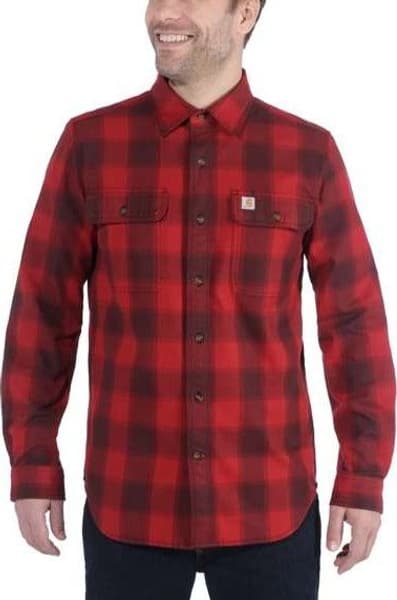 Carhartt Hubbard Slim Fit Flannel Shirt Dark Crimson, view: 0